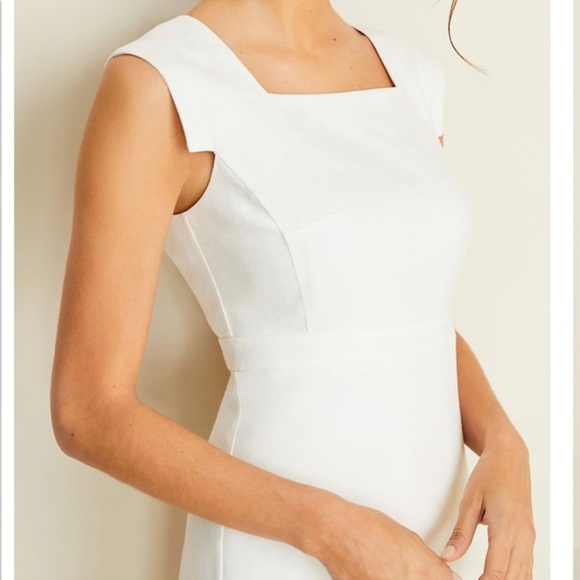 Ann Taylor White/Cream Linen Sleeveless Square Neck Sheath Dress - Picture 2 of 7